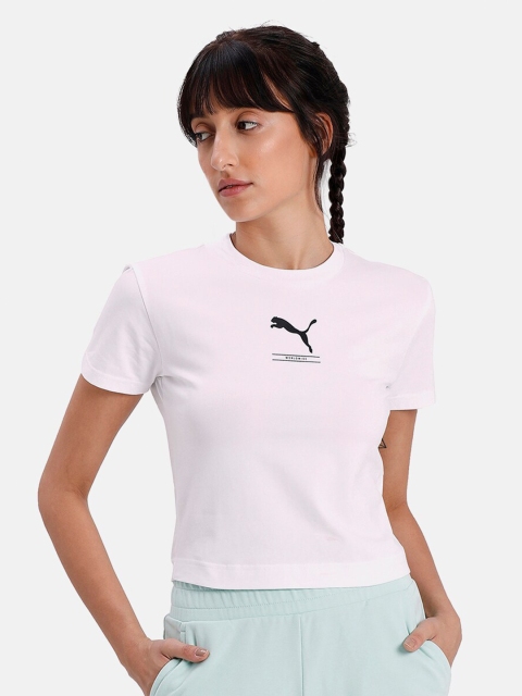

Puma Women White Brand Logo Printed T-shirt