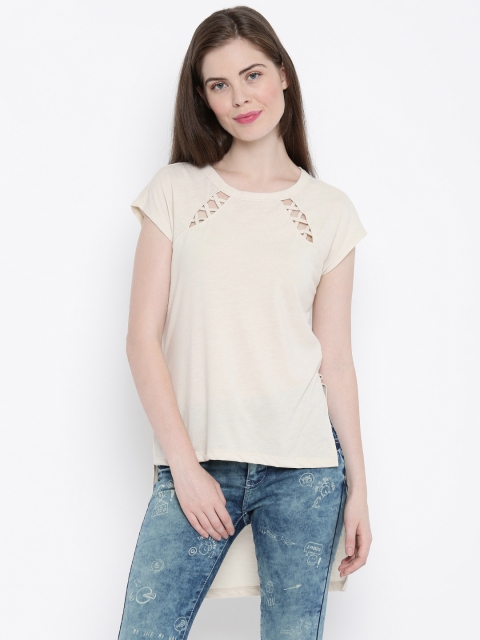 

Vero Moda Women Beige Solid Regular Top
