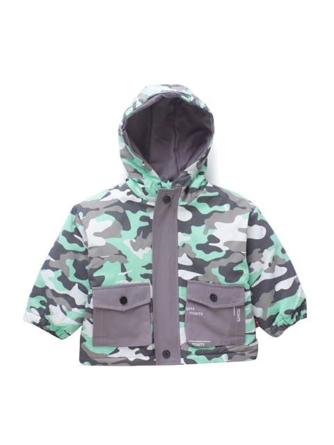 

SteezMe Unisex Kids Green Camouflage Crop Tailored Hooded Jacket
