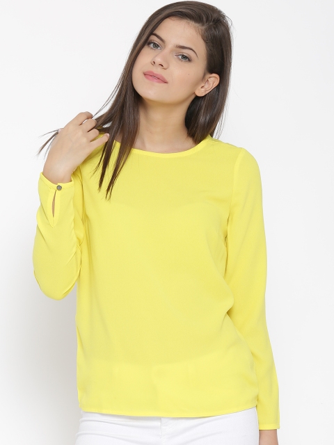 

Vero Moda Women Yellow Solid Semi-Sheer Top