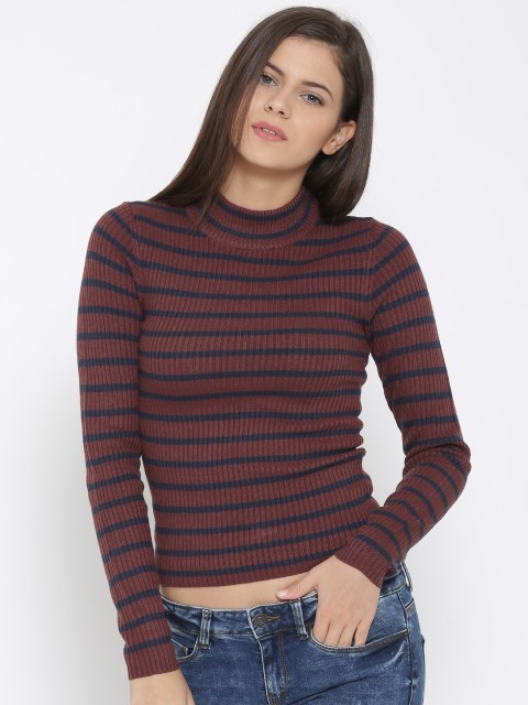 

Vero Moda Women Burgundy & Blue Striped Top