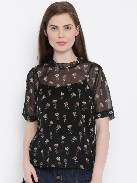 

Vero Moda Women Black Floral Printed Top, Beige