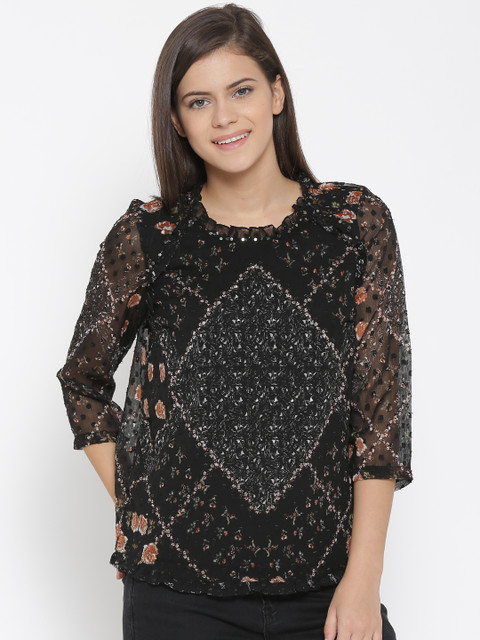 

Vero Moda Women Black Printed Top