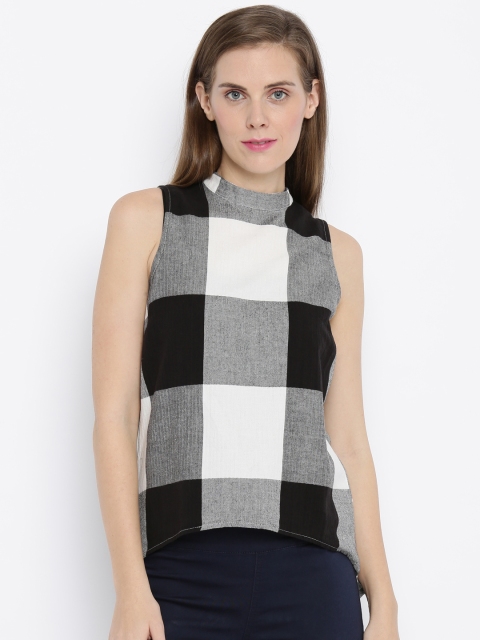 

Vero Moda Women Grey & Black Checked Top
