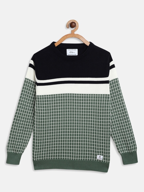 

Octave Boys Olive Green & White Checked Pullover