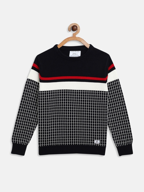 

Octave Boys Navy Blue Checked Pullover Sweater