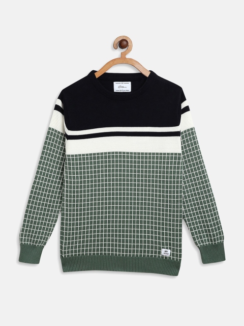 

Octave Boys Green & White Checked Cotton Pullover Sweater