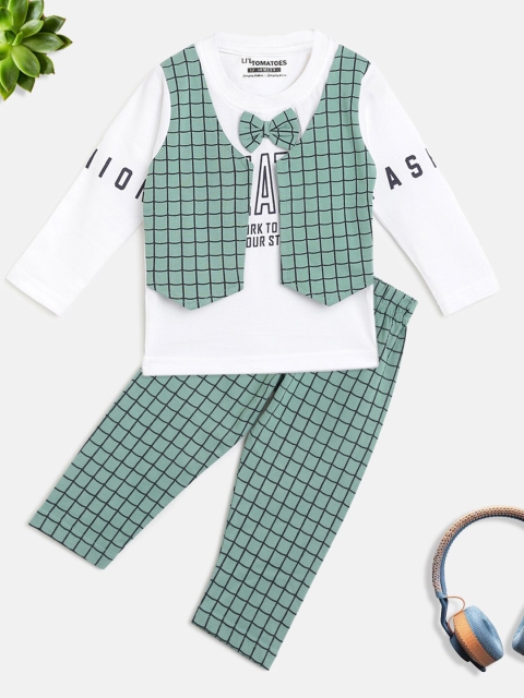 

Lil Tomatoes Kids Green & White Printed T-shirt with Trousers
