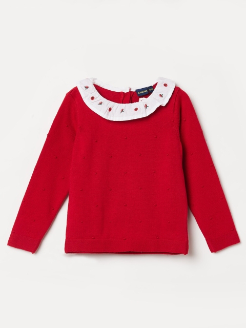 

Juniors by Lifestyle Girls Red & White Pullover Sweater with Embroidered Detail
