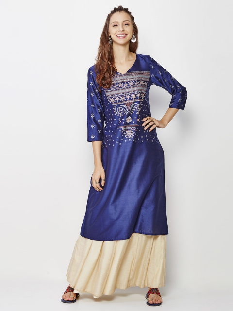

Global Desi Blue Printed Kurta