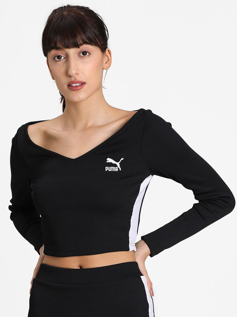 

Puma Black Classics Ribbed Crop Top
