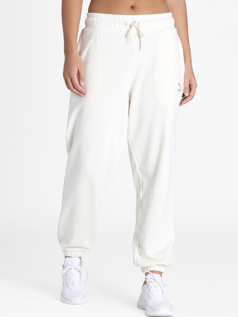 

Puma Women White Solid Pure Cotton Classics Relaxed Jogger