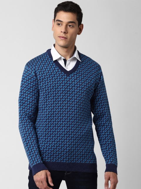 

Peter England Casuals Men Blue & Grey Printed Acrylic Pullover