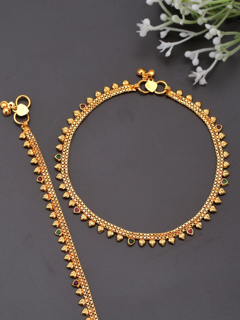 

Silvermerc Designs Set of 2 Gold-Plated Bridal Anklet