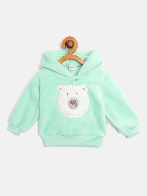 

Moms Love Infant Boys Green & White Pure Cotton Bear Applique Sherpa Hooded Sweatshirt