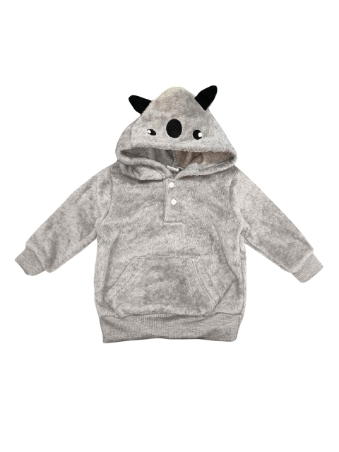 

Moms Love Infant Boys Grey Melange Cotton Solid Hooded Sweatshirt