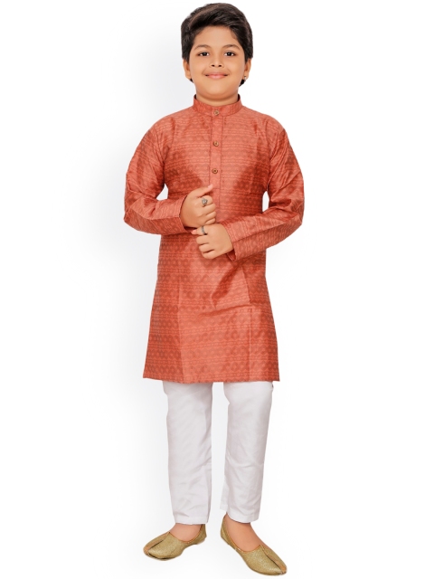 

Ridokidz Boys Peach-Coloured Regular Kurti with Pyjamas