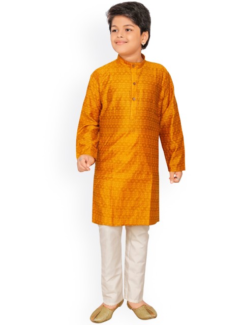 

Ridokidz Boys Mustard Yellow Regular Kurta with Pyjamas