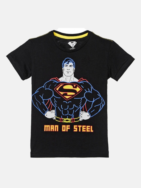 

Kids Ville Boys Black Superman Printed T-shirt