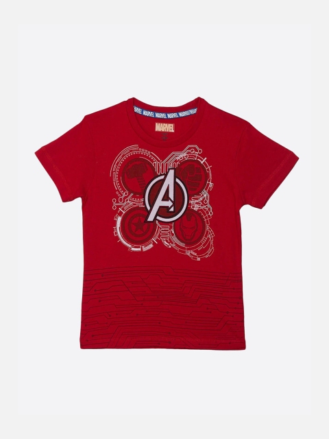 

Kids Ville Boys Red Marvel Printed V-Neck T-shirt