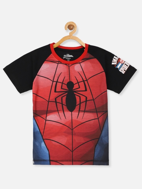 

Kids Ville Boys Black Spiderman Printed T-shirt