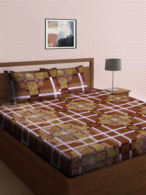 

KLOTTHE Brown & Purple 210 TC King Bedsheet with 2 Pillow Covers