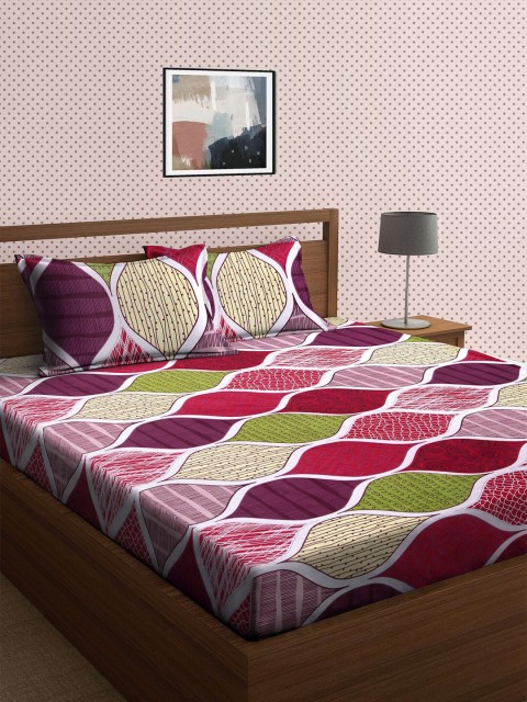 

KLOTTHE Purple & Pink 210 TC King Bedsheet with 2 Pillow Covers
