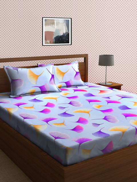 

KLOTTHE Multicoloured 210 TC King Bedsheet with 2 Pillow Covers, Multi