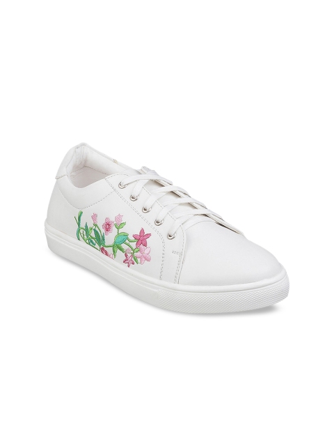 

Metro Women White & Green Floral Embroidered Sneakers