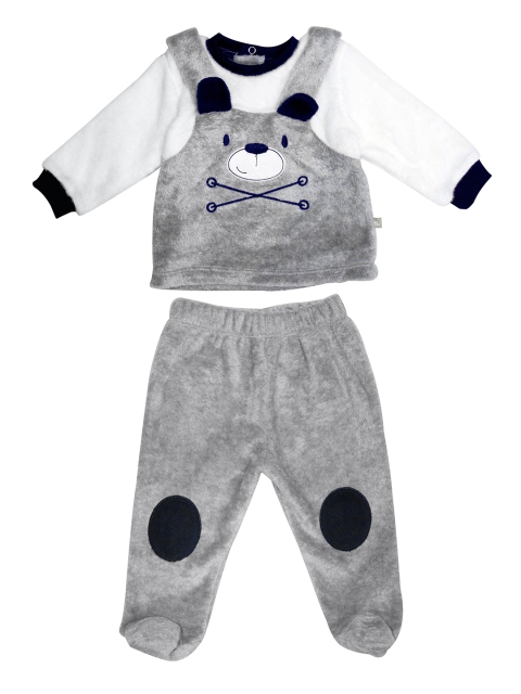 

Moms Love Infant Boys Grey & White Applique Faux Fur Cotton Clothing Set