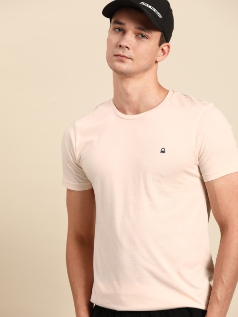 

United Colors of Benetton Men Peach-Coloured T-shirt