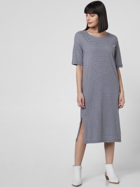 

Vero Moda Grey & White Striped Cotton T-shirt Midi Dress