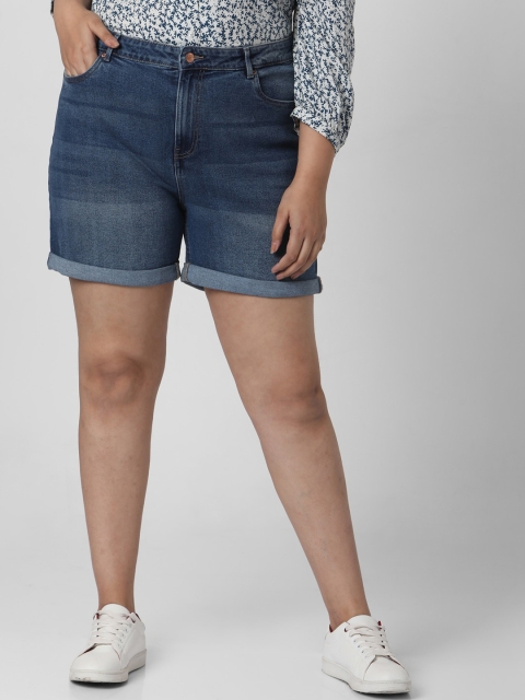 

Vero Moda Women Blue Loose Fit High-Rise Denim Shorts