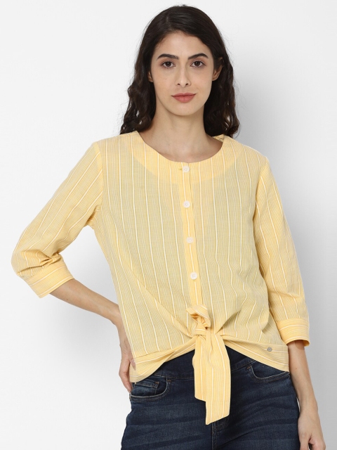

Allen Solly Woman Yellow Striped Regular Top