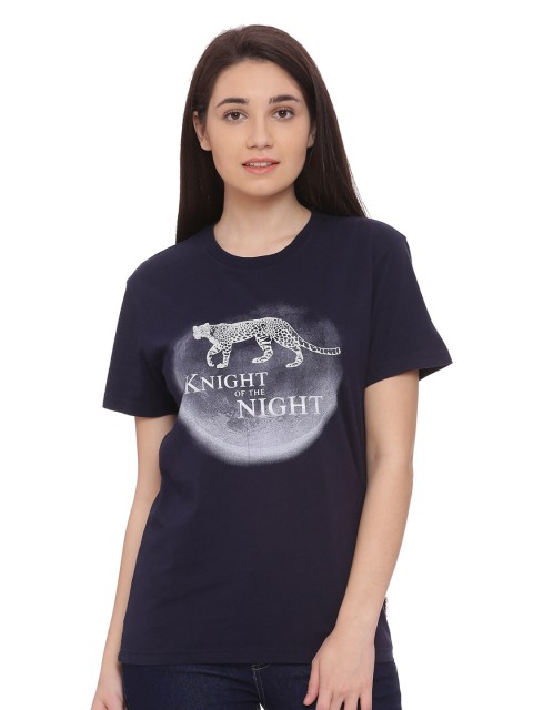

Wolfpack Women Blue Typography Printed T-shirt
