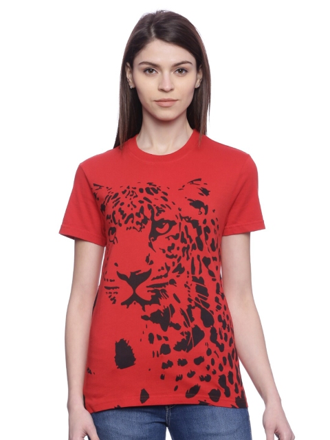 

Wolfpack Women Red Typography Printed T-shirt