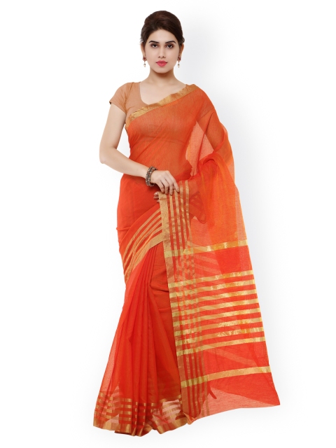 

Kvsfab Orange Cotton & Silk Traditional Saree