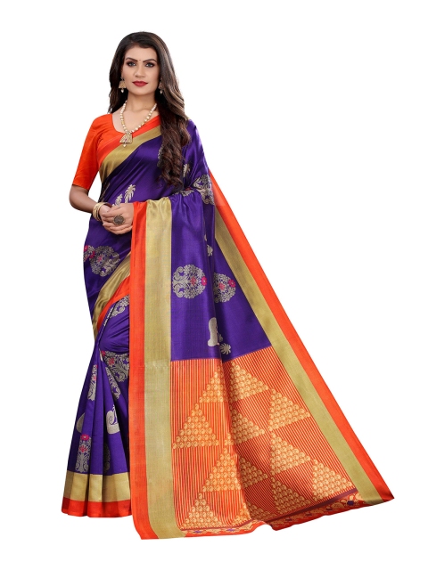 

MOKSHA DESIGNS Purple & Red Floral Pure Silk Kanjeevaram Handloom Saree