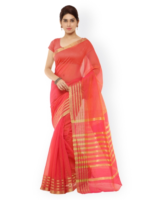 

Kvsfab Peach-Coloured Cotton & Silk Traditional Saree