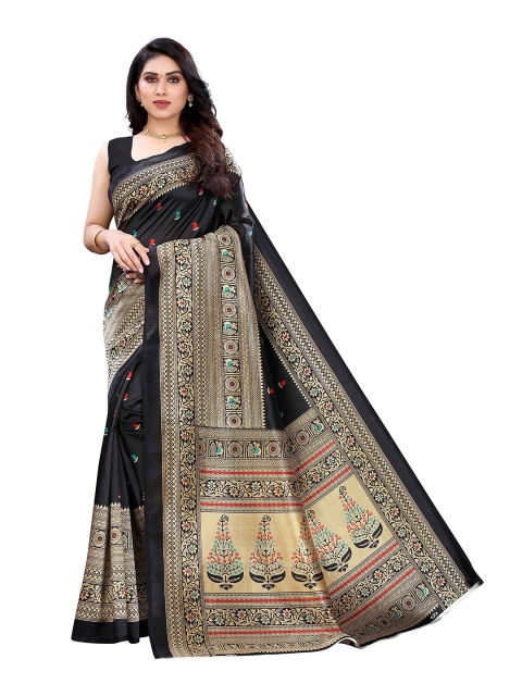

MOKSHA DESIGNS Black & Red Ethnic Motifs Handloom Silk Kanjeevaram Saree