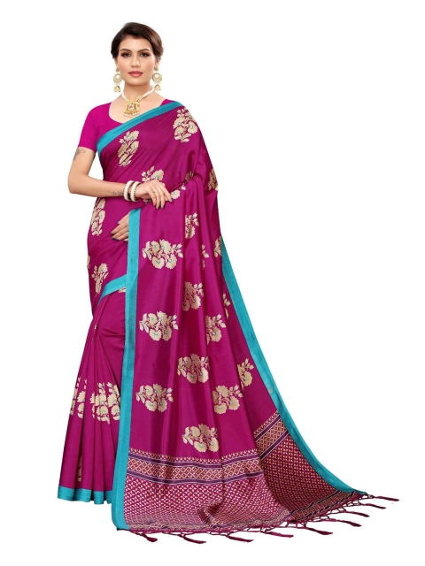 

MOKSHA DESIGNS Magenta Floral Pure Silk Banarasi Saree