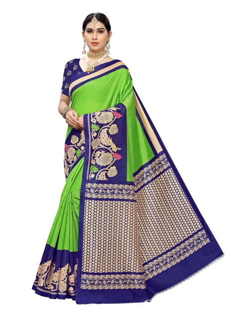 

MOKSHA DESIGNS Green & Blue Pure Silk Handloom Banarasi Saree