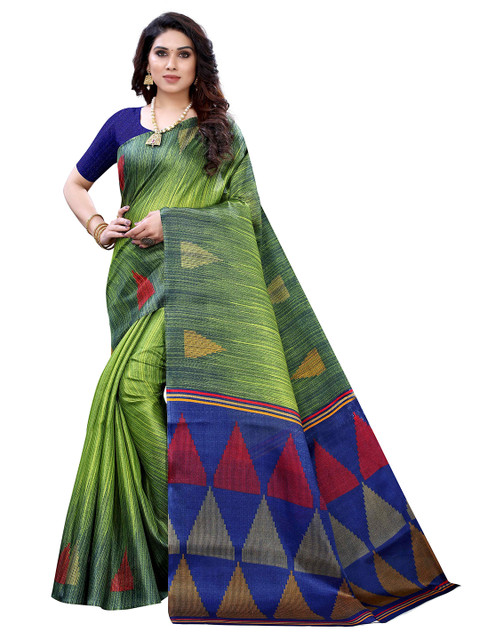 

MOKSHA DESIGNS Green & Blue Pure Silk Kanjeevaram Saree
