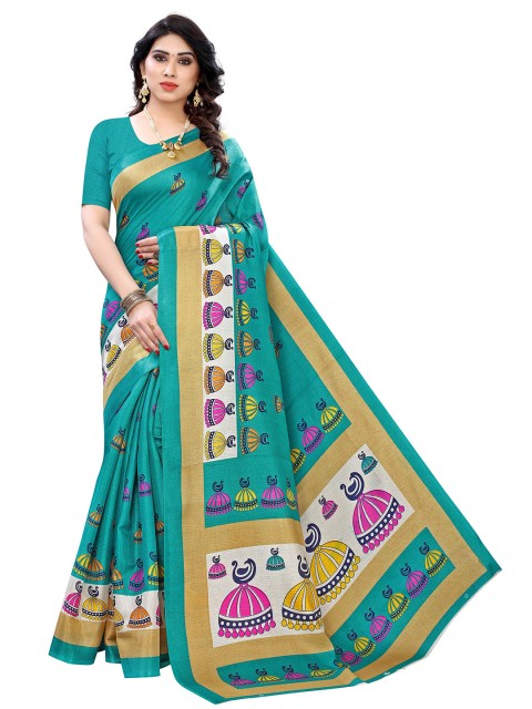 

MOKSHA DESIGNS Turquoise Blue & Pink Ethnic Motifs Pure Silk Banarasi Saree