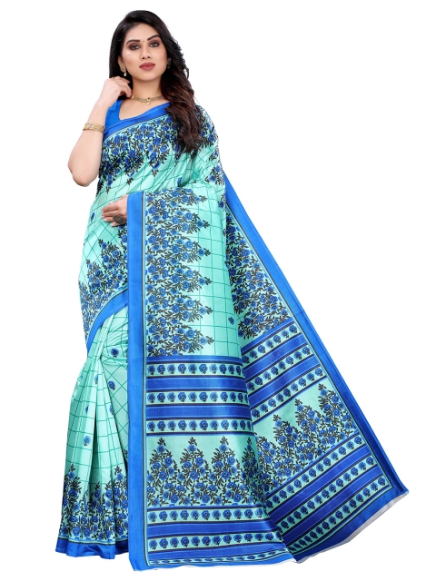 

MOKSHA DESIGNS Sea Green & Blue Ethnic Motifs Silk Kanjeevaram Saree