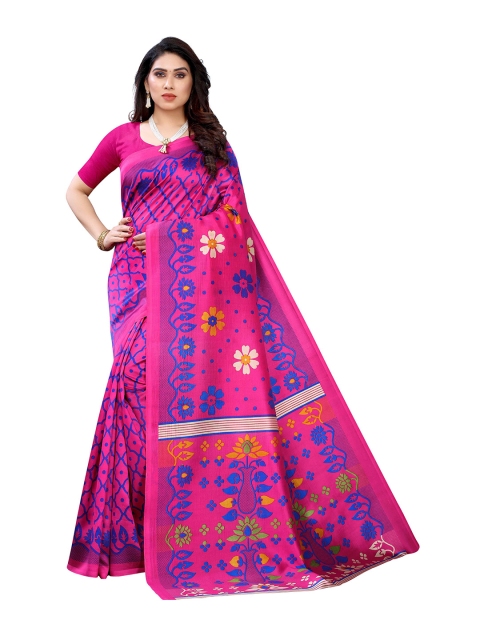 

MOKSHA DESIGNS Pink & Blue Pure Silk Banarasi Saree