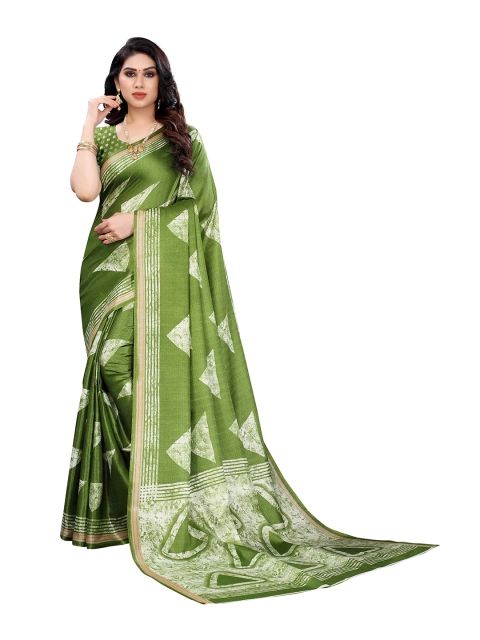 

MOKSHA DESIGNS Green & Beige Geometric Pure Silk Kanjeevaram Saree