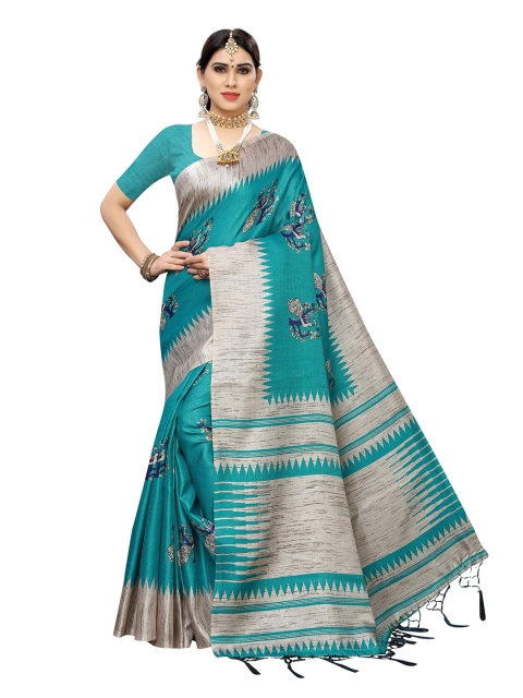 

MOKSHA DESIGNS Blue & Grey Ethnic Motifs Pure Silk Kanjeevaram Handloom Saree