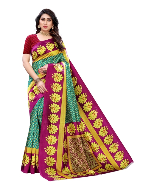 

MOKSHA DESIGNS Purple & Green Ethnic Motifs Pure Silk Saree