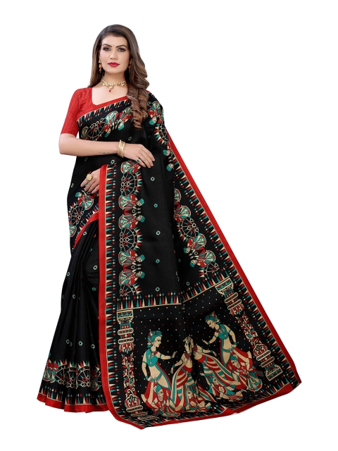 

MOKSHA DESIGNS Black & Red Ethnic Motifs Pure Handloom Silk Saree
